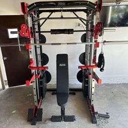 Smith Machine 200 | Adjustable Bench | 245lb Cast Iron Olympic Weights | 7ft Olympic Bar | Fitness | Gym Equipment | FREE DELIVERY/INSTALLATION 🚚 🛠️