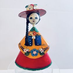 Vintage Paper Mache Mexican Folk Art Doll 9  Inch Hand Made