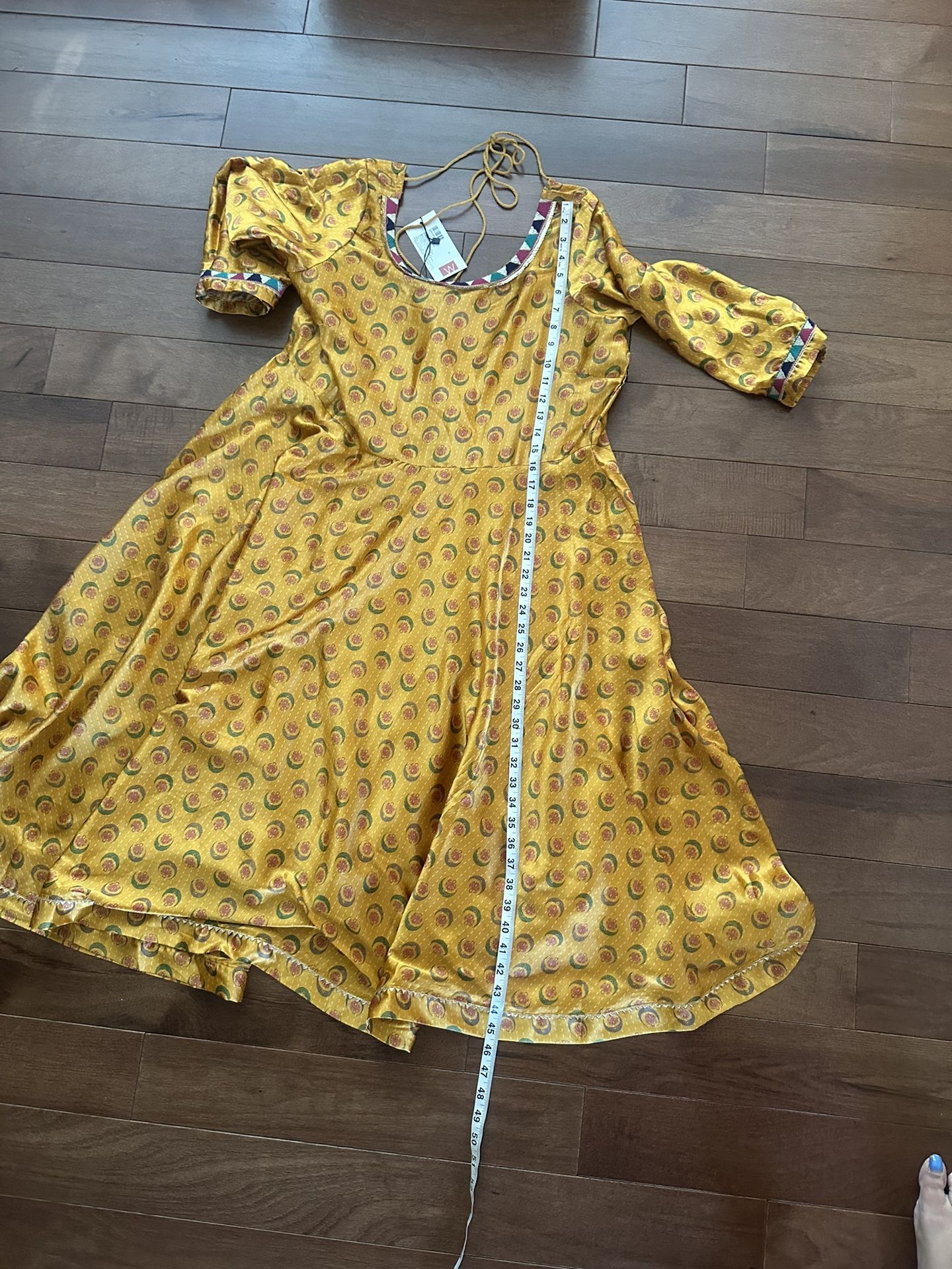 NWT! Brand W Plus Size 18 Mustard yellow Printed Satin feel Kurta