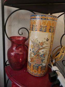 large painted flower vase