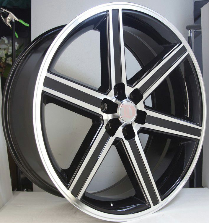 Brand New 24" Rep24 6x139.7 Black Machine Wheels