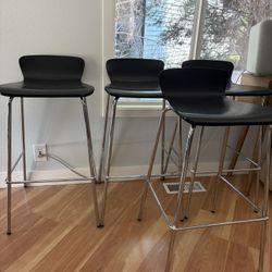 Crate & Barrel Black And Silver Barstools