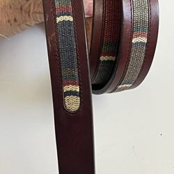 Duluth Men's Brown Leather  Multicolor Accents Gently preloved some wear on the condition of this belt please see photos  Size 44 