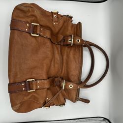 MICHAEL KORS Tan Brown Leather Suede Shoulder Bag Handbag C41