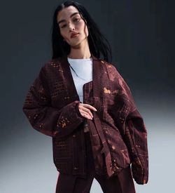 Nike X Naomi Osaka Jacquard Burgundy Jacket Women’s Size Large