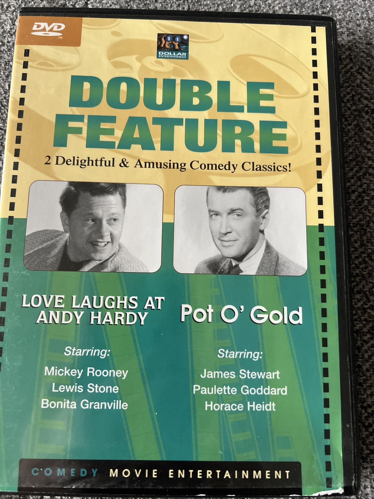 2 Movies DVD Mickey Rooney-Love Laughs at Andy Hardy & Jimmy Stewart-Pot O Gold