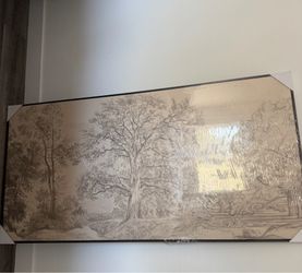 Tree-line pencil drawing large wall art