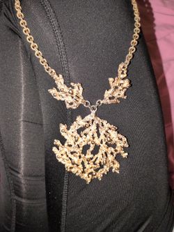 Gold-Tone Coral Branch Statement Necklace