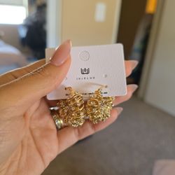 Gold Earrings 18k Gold Plated Over Copper With Zirconia 