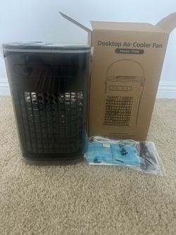 BRAND NEW Compact 7x12x6” Portable Air Cooler Fan w/7 Color Lights -Remote Operated, 3 Speeds