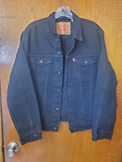Women's Levi's Black Trucker Jacket Denim Jean Jacket Button Front Size Medium