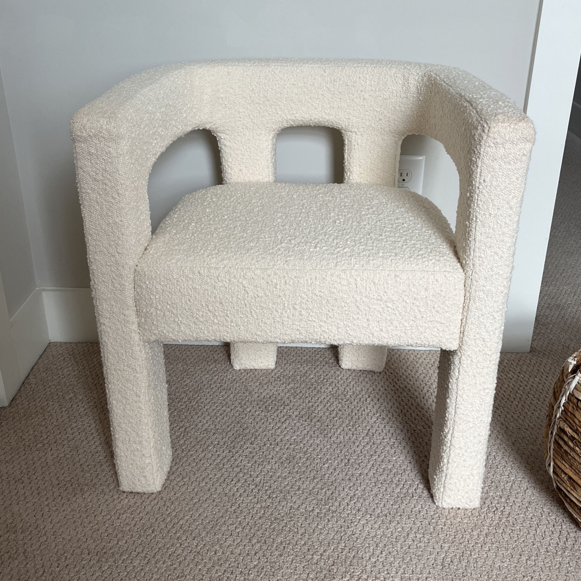 CB2 STATURE IVORY DINING ARMCHAIR