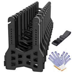 RV Sewer Hose Support 20 Feet, Quick Set-up Septic Hose Support Black, Help Dumping Efficiently and Securely, Comes with Gloves and Organization Strap