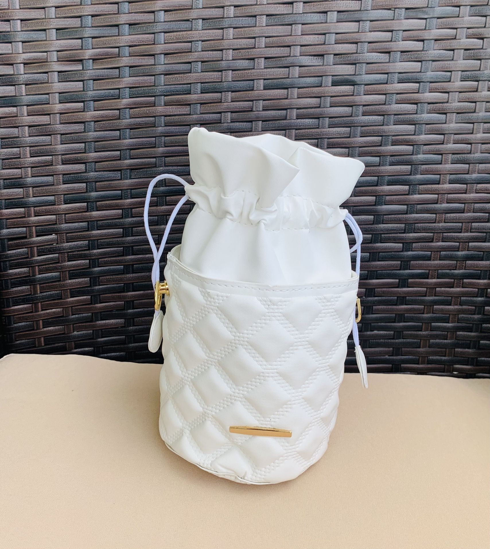 Mini Quilted Drawstring Bucket Bag 