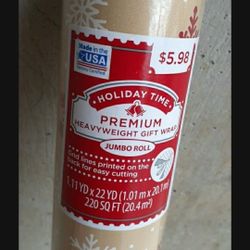 NEW
PREMIUM HEAVYWEIGHT GIFT WRAP 
JUMBO ROLL
220 SQ FT 
1.11 YD X 22 YD 
1.01 M X 20.1 M 