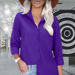 Purple Long-Sleeve Button-Down Shirt