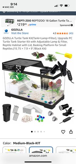Turtle/reptile Tank Kit. (Tank+Lamp+Filter)