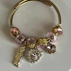 Pink San Judas Stainless Steel Bracelet 