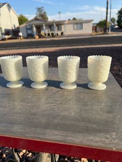 Vintage E.O. Brody Co. Milk Glass Pedestal Cups / Goblets - Set of 4