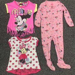 Bundle of 18 month Minnie Mouse shirts and sleeper pajamas 