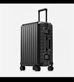 LUGGEX Carry On Zipperless Suitcase, Aluminum Frame, Black, 21"