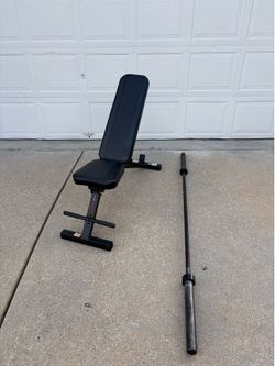 Marcy Pull-up and push-up station adjustable Rack, bench and cap 45Lb Olympic barbell 7ft   $200