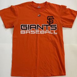 Mens San Francisco Giants Baseball  Orange T Shirt SF Logo EUC Majestic Small 