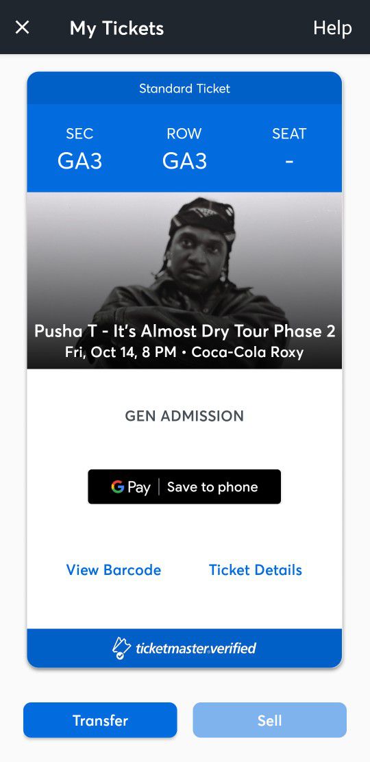 Pusha T Ticket