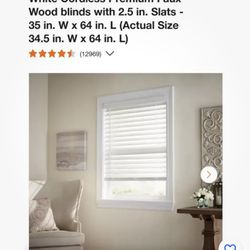 CUSTOM CUT Sizes Home Decorators White Cordless 2" Premium Faux Wood Blinds