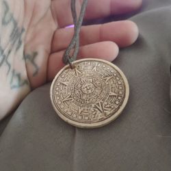 Mexican Aztec Calendar Sun Stone Pendant Necklace