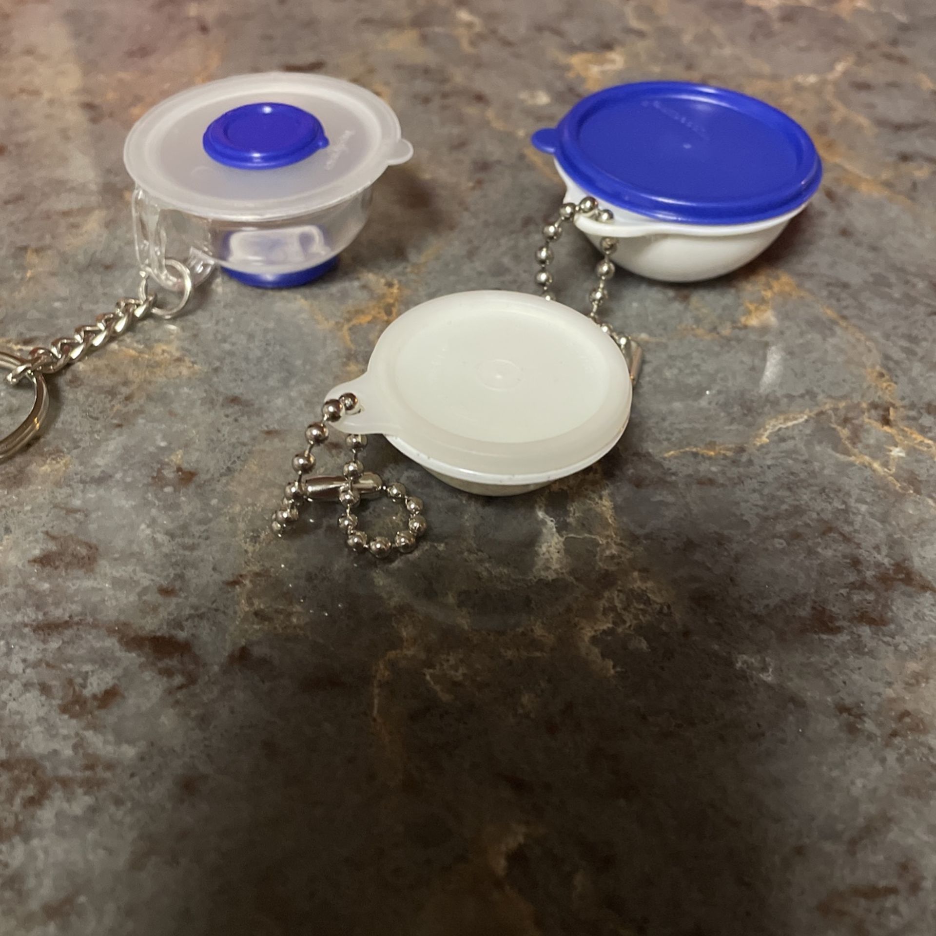 New Set Of 3 Tupperware Bowl Keychains