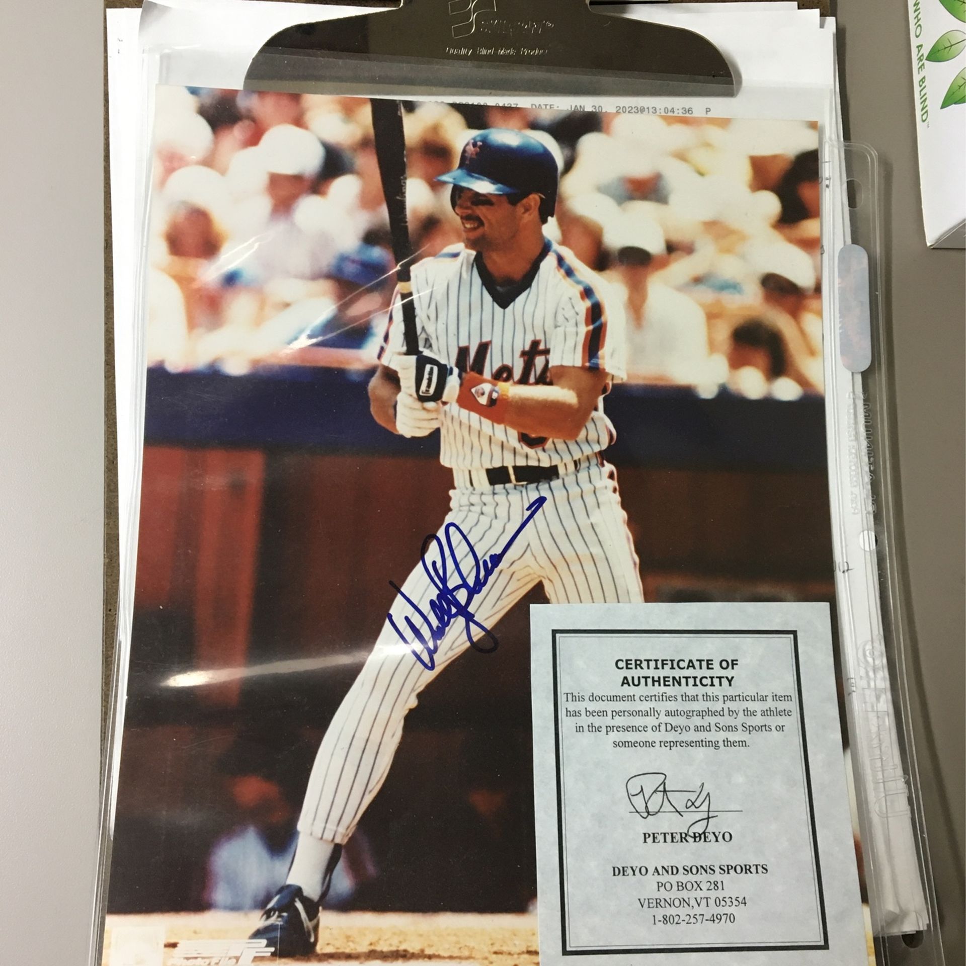 Wally Backman Autographed Photo 8x10