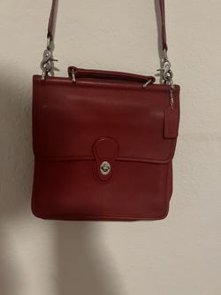 Vintage Coach Bag Willis Messenger in Red Leather Crossbody Purse 9927