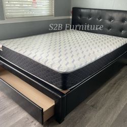 Queen Black Euro Platform Bed With Ortho Mattress Included!!