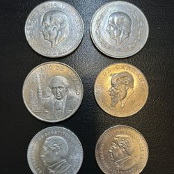 7 Monedas Mexicanas De Plata 