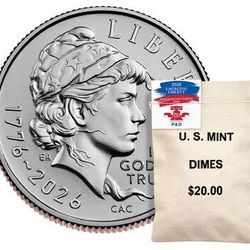 Semiquincentennial Dime 2026 Rolls and Bags - Emerging Liberty SEMIQUINCENTENNIAL COINS AND MEDALS MULTI (D)(P)