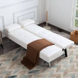 Brand New - 65.5” Futon Sofa Bed – Adjustable Sleeper w/ Armrests