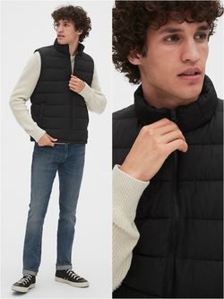 NWT • GAP Men’s Black Lightweight ColdControl Quilted Puffer Vest Size M