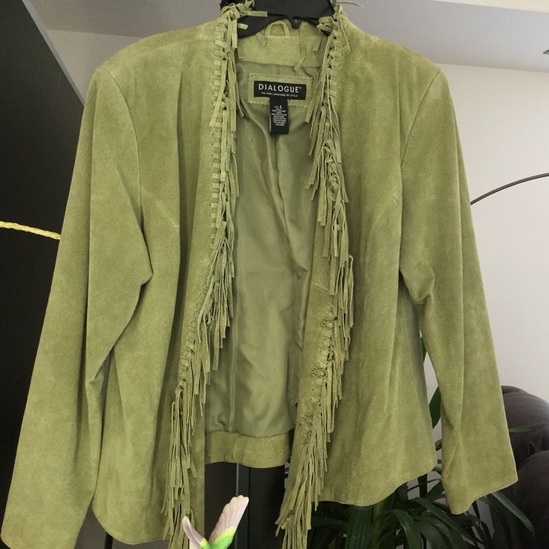 Green Leather Fringed Jacket