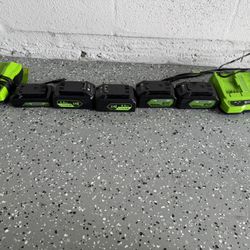 Green works Electric 48V lawnmower Set (weedeater, blower,and lawn mower)