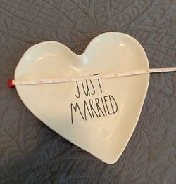 Rae Dunn Just Married Heart Dish perfect for a gift Thumbnail