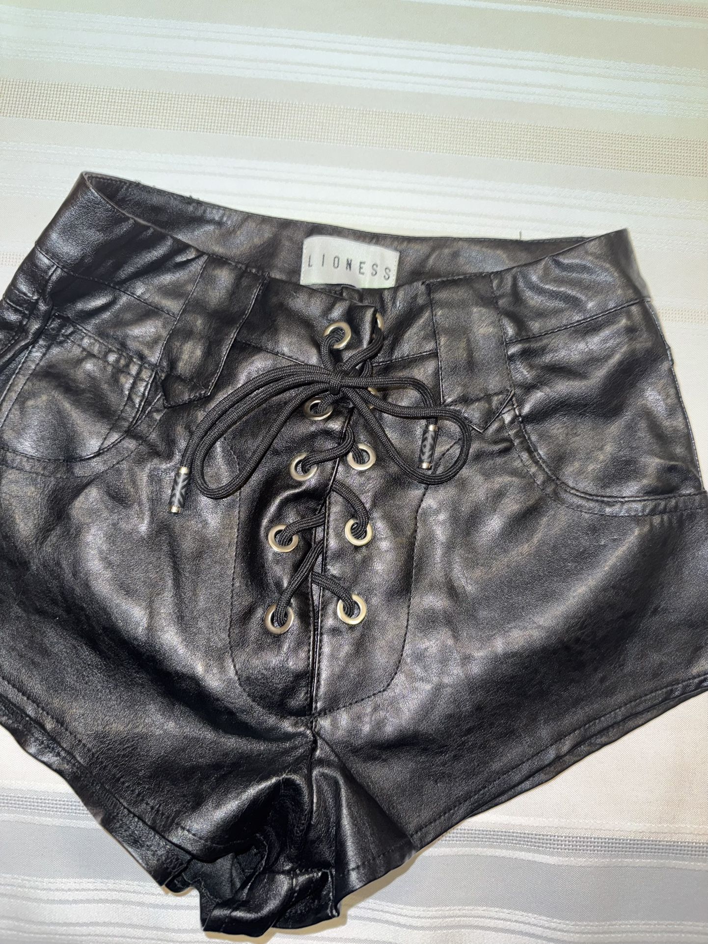 Lioness Leather Lace-up Shorts