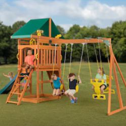 NEW Wooden Play Set with Swings and Slide