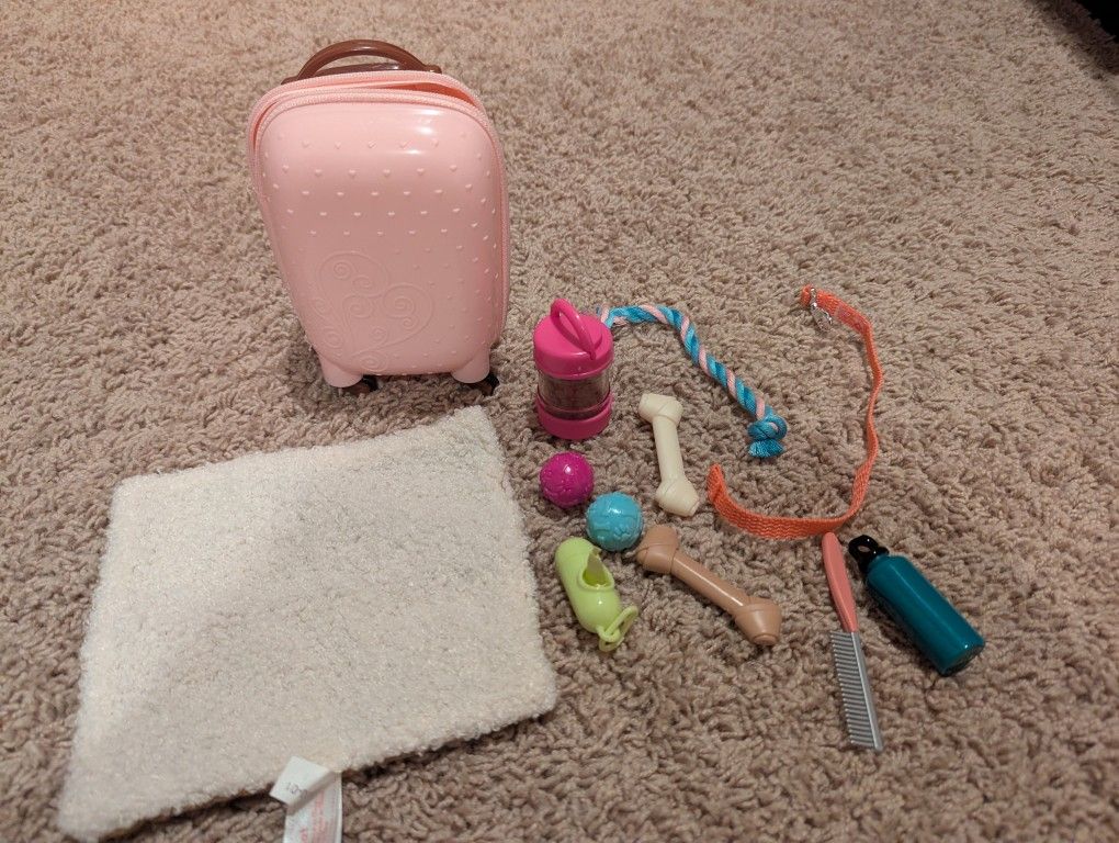 Our Generation Doll Suitcase With Dog Supplies