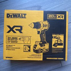 DEWALT 20V MAX XR Lithium-Ion Cordless Compact 1/2 in. Drill/Driver Kit, 20V MAX 5.0Ah Battery, and Charger