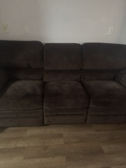 Brown suede recliner sofa