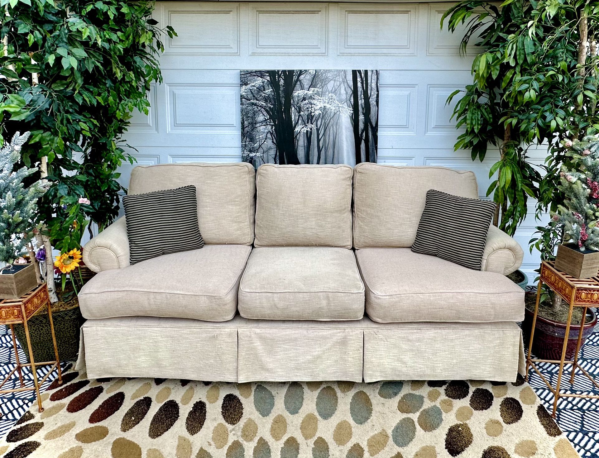(Free Delivery)  Tan Havertys 3-Seater Couch