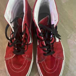 Red Vans High Tops Size 9 In Men’s 