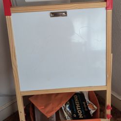 Easel With Dry Erase Board On One Side And Chalkboard On The Other