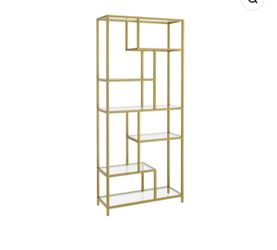 6 Tier Bookshelf With Glass Shelves